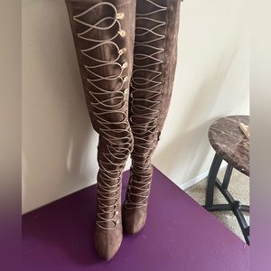 Lace Up Thigh High Boots
